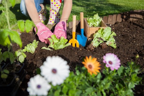 Professional gardener working in a Feltham garden